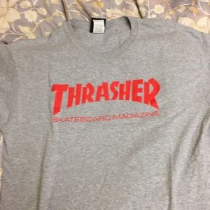 Thrasher grey/ red font shirt